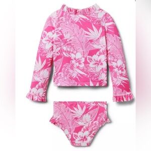 Janie and Jack Tropical Palm Rash Guard 2 Pc Swim Set. Size 7